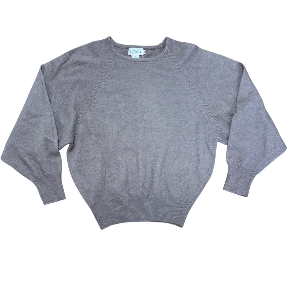 90s Rafaella Taupe Lambswool Angora Blend Knit Sweater Womens L light brown fall